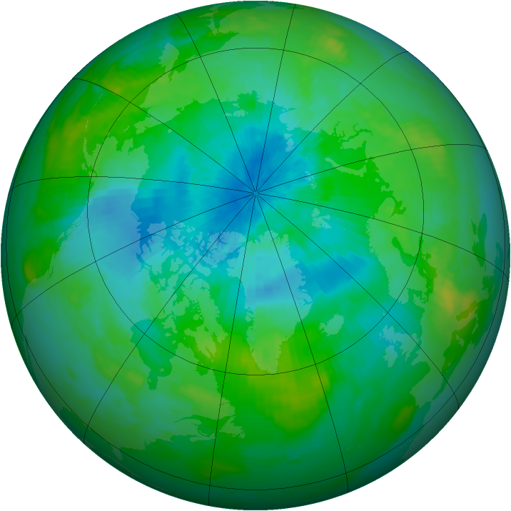 Arctic ozone map for 29 August 1989